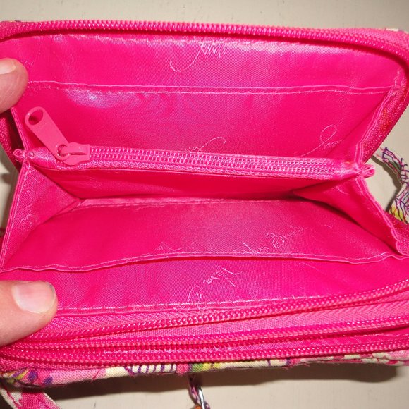 VERA BRADLEY Pink & White Cloth Flowery Pattern Small Crossbody Purse - Picture 6 of 7